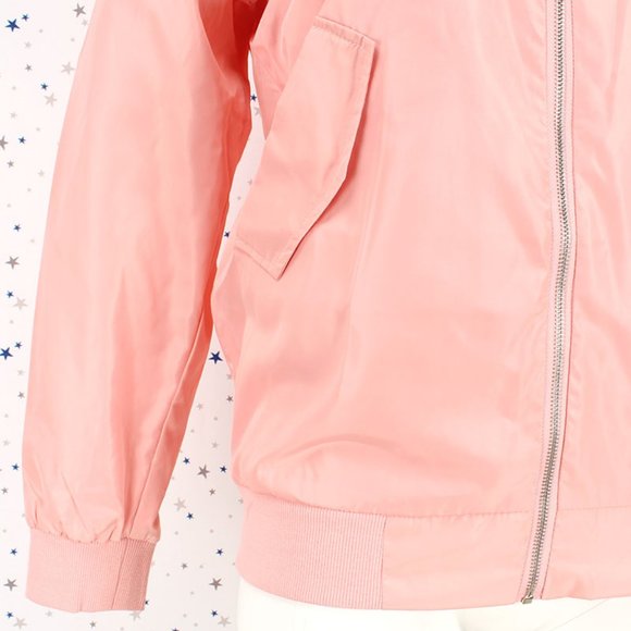 Light Pink Long Zip Up Bomber Jacket - Picture 3 of 8